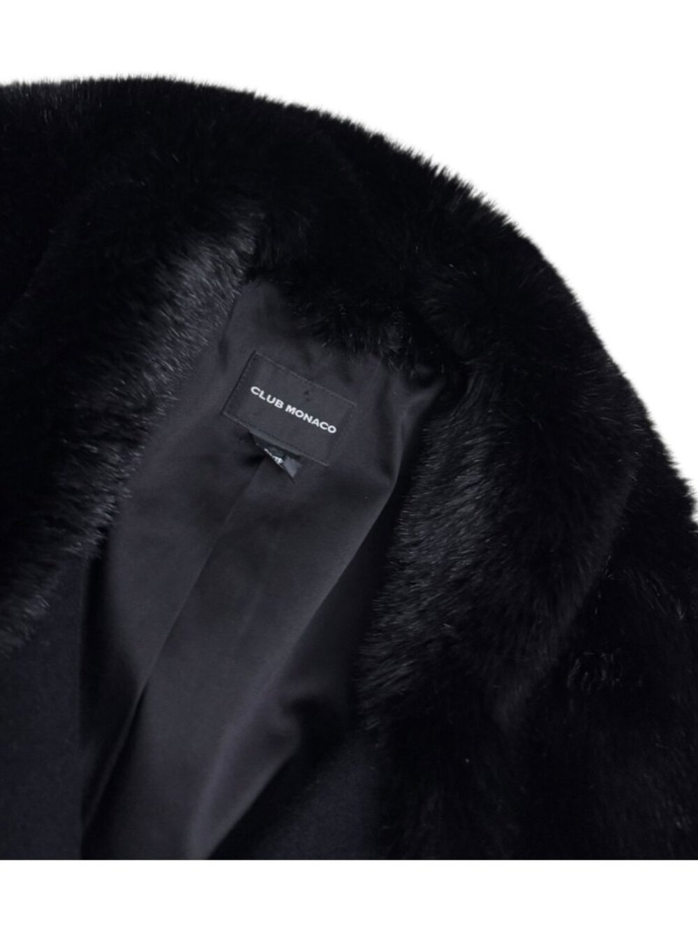 CLUB MONACO Faux Fur WOOL Luxury Designer Winter Business Pea Coat Womens XS - Picture 2 of 7